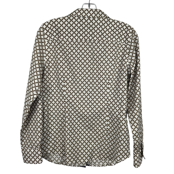 Talbots Button Up Shirt Womens 6 White Non Iron Chain Print Long Sleeve Office - Picture 3 of 9